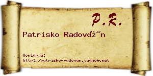 Patrisko Radován névjegykártya